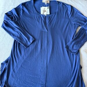 Antthony Originals Women’s Size Large Tunic Top NEW Blue 3/4 Sleeves E43